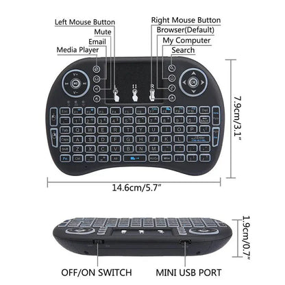 PC-Link I8 2.4Ghz 7-Color Backlit Mini Keyboard Touchpad Mouse with Marquee Effect - TECHDIRECT GAMEFORCE.IE -  Ireland - Carlow - Dublin - Cork