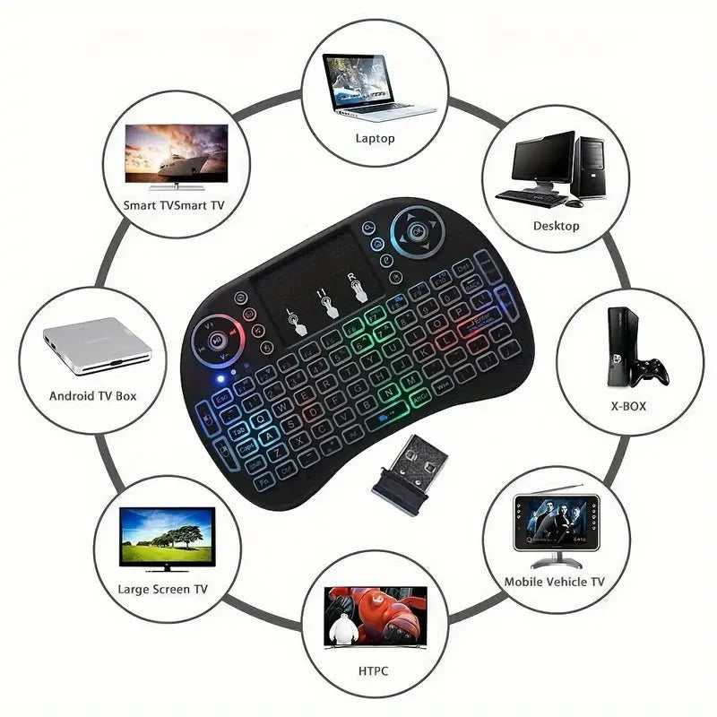 PC-Link I8 2.4Ghz 7-Color Backlit Mini Keyboard Touchpad Mouse with Marquee Effect - TECHDIRECT GAMEFORCE.IE -  Ireland - Carlow - Dublin - Cork