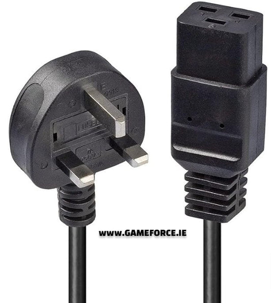 PC-LINK 2 Meter UK 3 Pin Plug to IEC C19 Power Cable Black - TECHDIRECT GAMEFORCE.IE -  Ireland - Carlow - Dublin - Cork